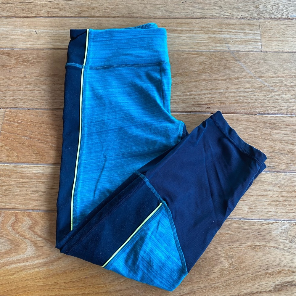 Zella Crop Legging Medium Navy Turquoise